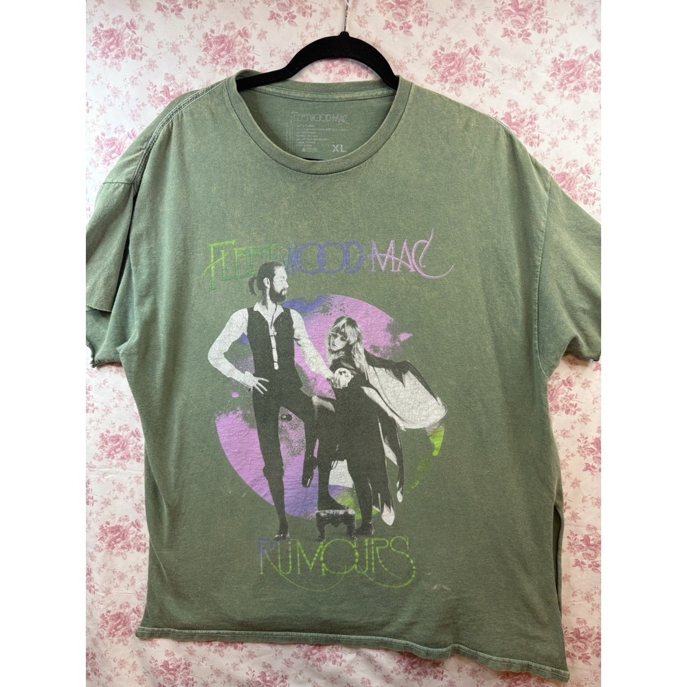 Fleetwood Mac Rumours Green Graphic Band T-Shirt Size XL Side Slit